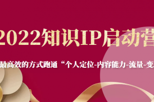 2022知识IP启动营，用最高效的方式跑通“个人定位-内容能力-流量-变现”