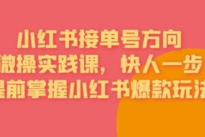 接单号方向·小红书微操实践课，快人一步，提前掌握小红书爆款玩法