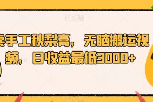 卖手工秋梨膏，无脑搬运视频，日收益最低3000+【揭秘】