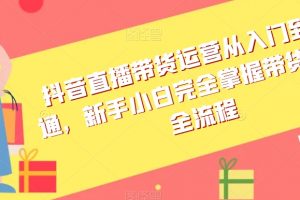 抖音直播带货运营从入门到精通，新手小白完全掌握带货直播全流程