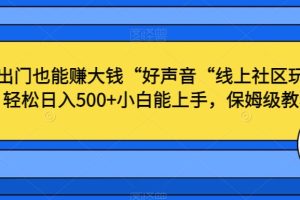 不出门也能赚大钱“好声音“线上社区玩法，轻松日入500+小白能上手，保姆级教程【揭秘】